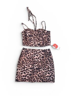 Cider Leopard Print Mini Skirt Set NWT